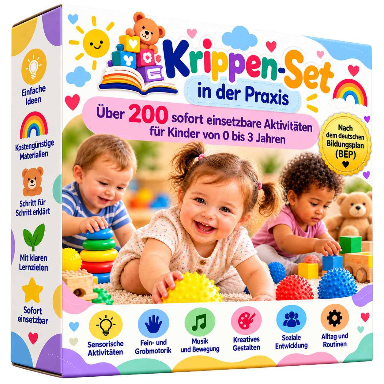 Cover des Krippen-Sets in der Praxis mit über 200 sofort einsetzbaren Aktivitäten für Kinder von 0 bis 3 Jahren